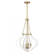 Mercer 4-Light Pendant in White and Warm Brass