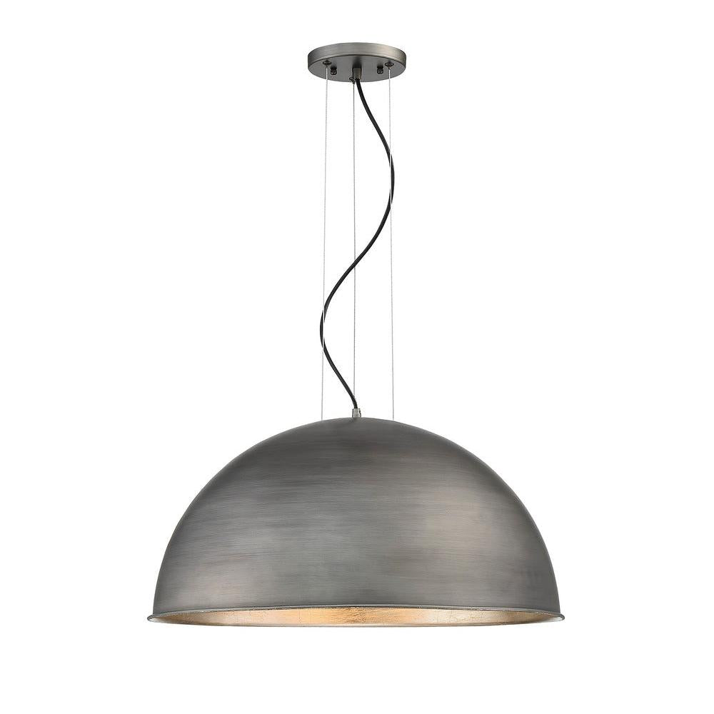 Sommerton 3-Light Pendant in Rubbed Zinc with Silver Leaf