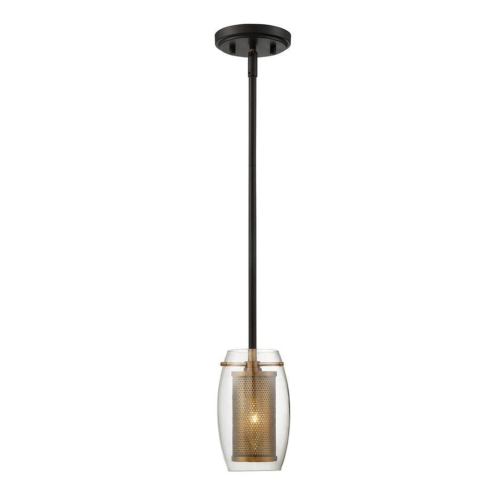 Dunbar 1-Light Mini-Pendant in Warm Brass with Bronze Accents