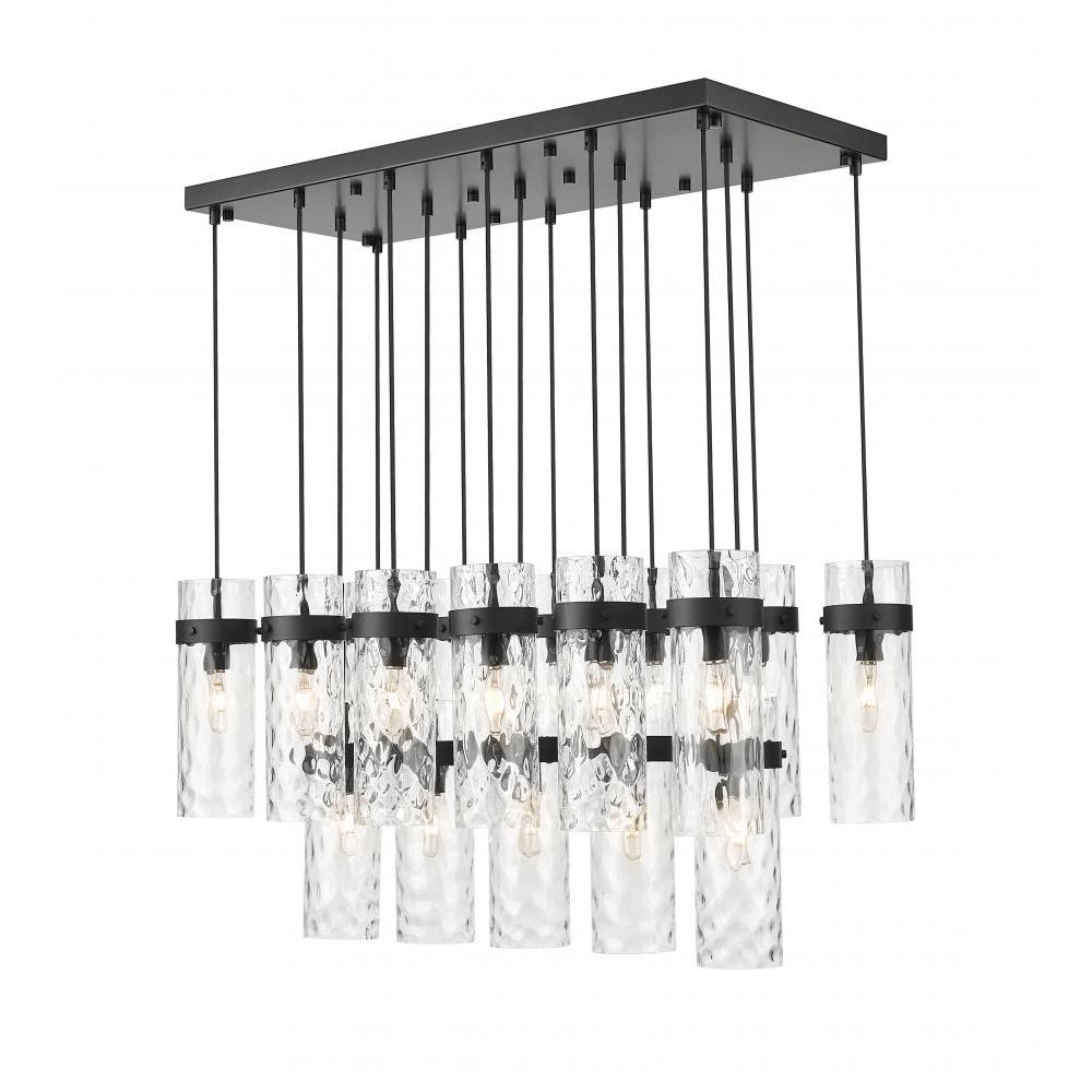17 Light Linear Chandelier-Clear Waterglass