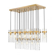 17 Light Linear Chandelier-Clear Waterglass