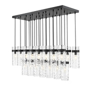 23 Light Linear Chandelier-Clear Waterglass