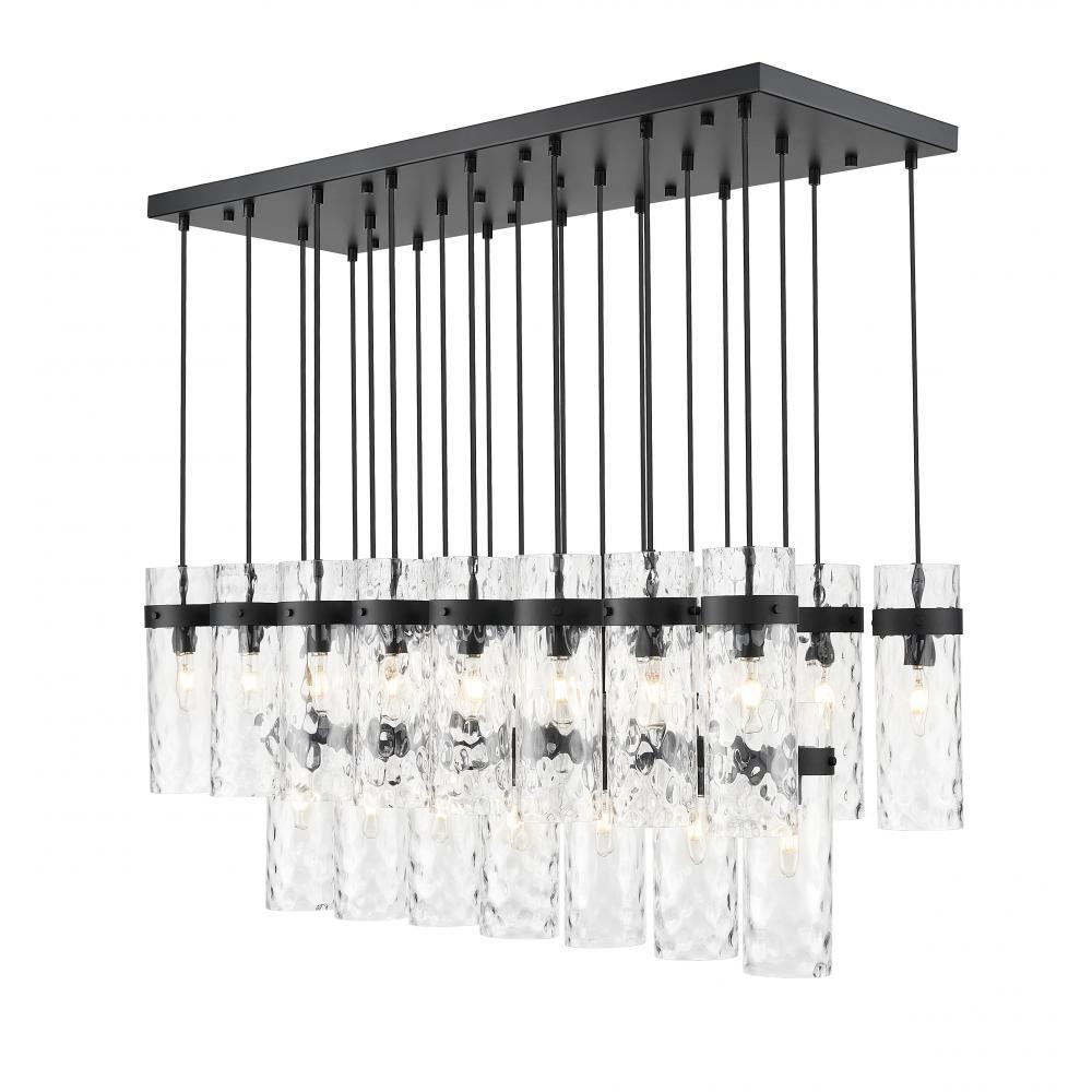 23 Light Linear Chandelier-Clear Waterglass