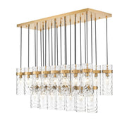 23 Light Linear Chandelier-Clear Waterglass