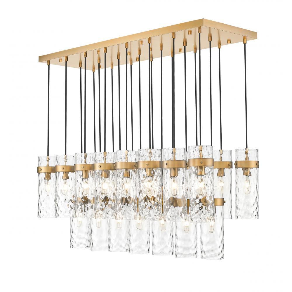23 Light Linear Chandelier-Clear Waterglass