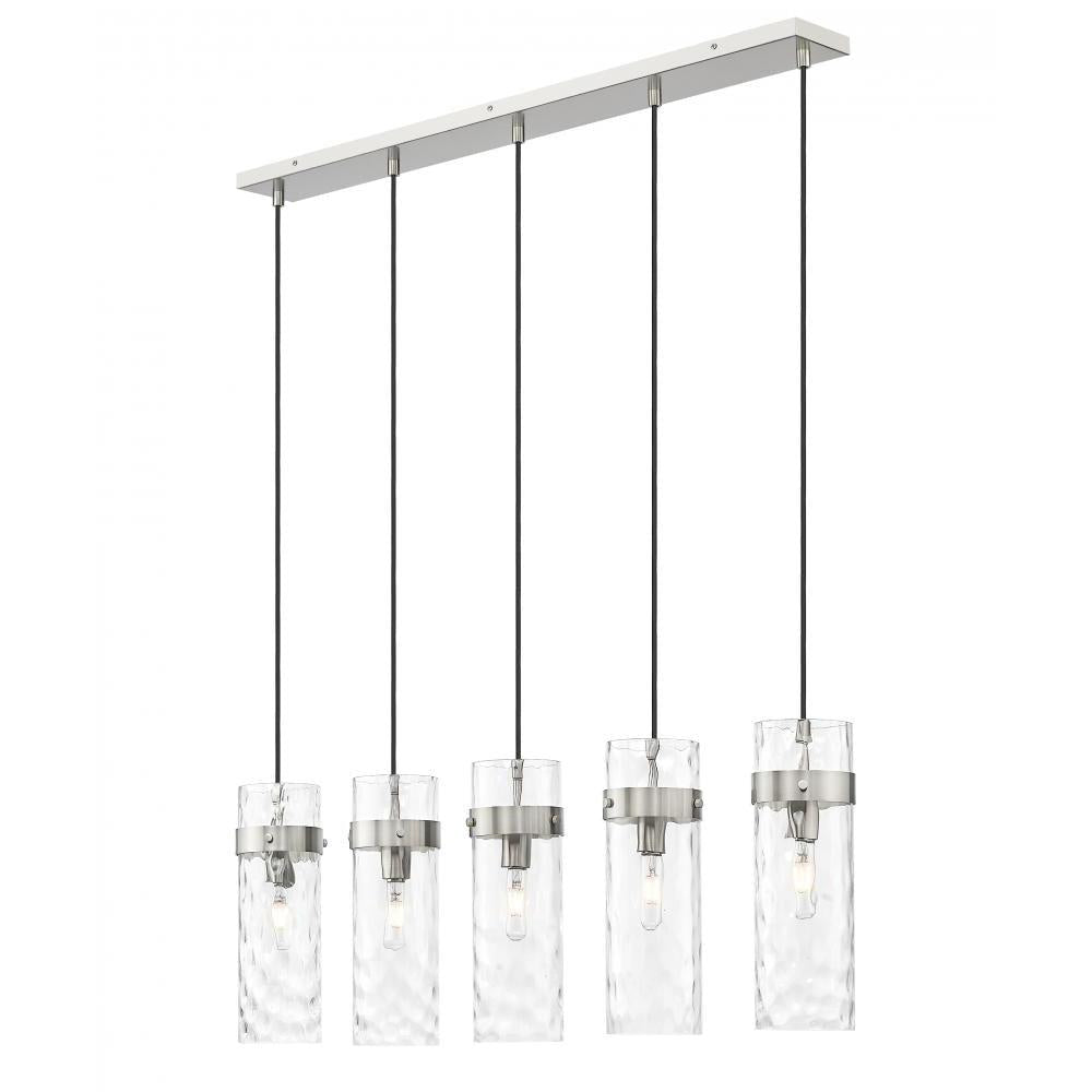5 Light Linear Chandelier-Clear Waterglass
