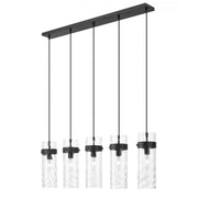 5 Light Linear Chandelier-Clear Waterglass