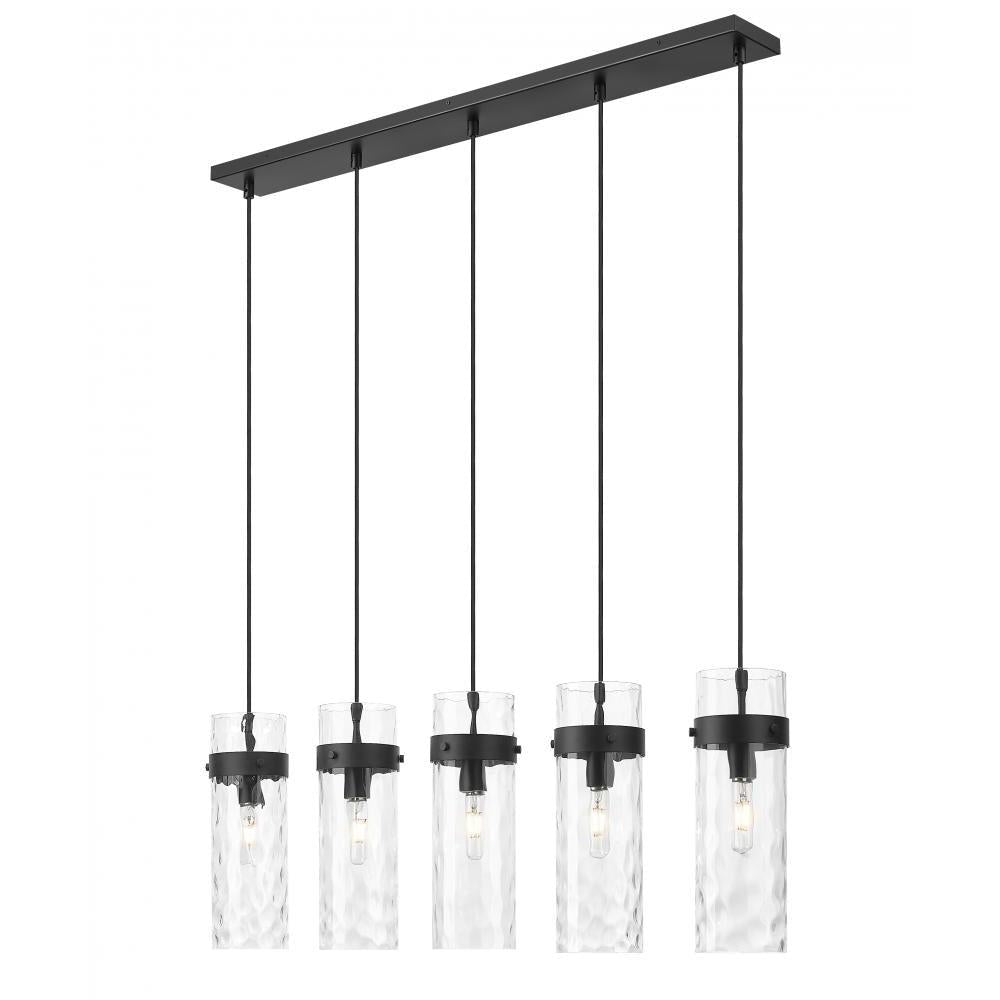 5 Light Linear Chandelier-Clear Waterglass