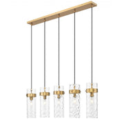 5 Light Linear Chandelier-Clear Waterglass