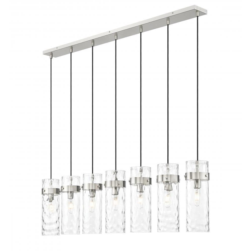 7 Light Linear Chandelier-Clear Waterglass