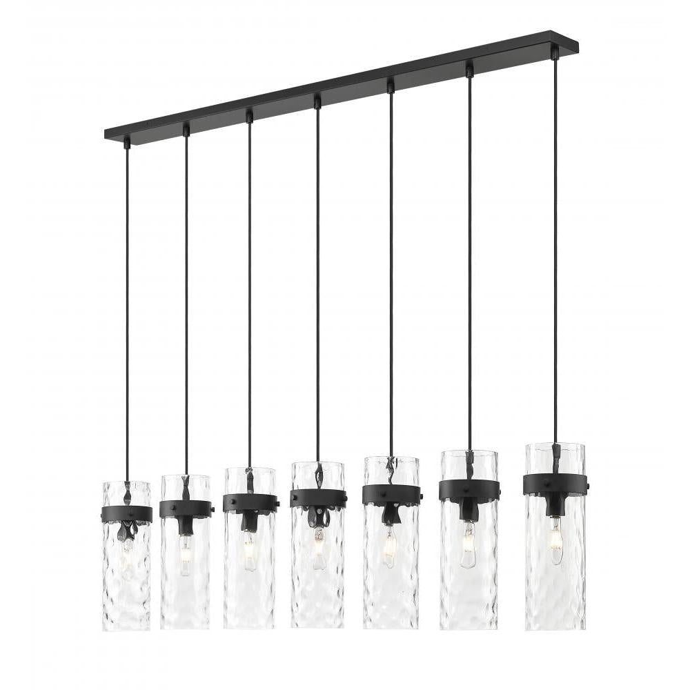7 Light Linear Chandelier-Clear Waterglass