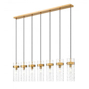 7 Light Linear Chandelier-Clear Waterglass
