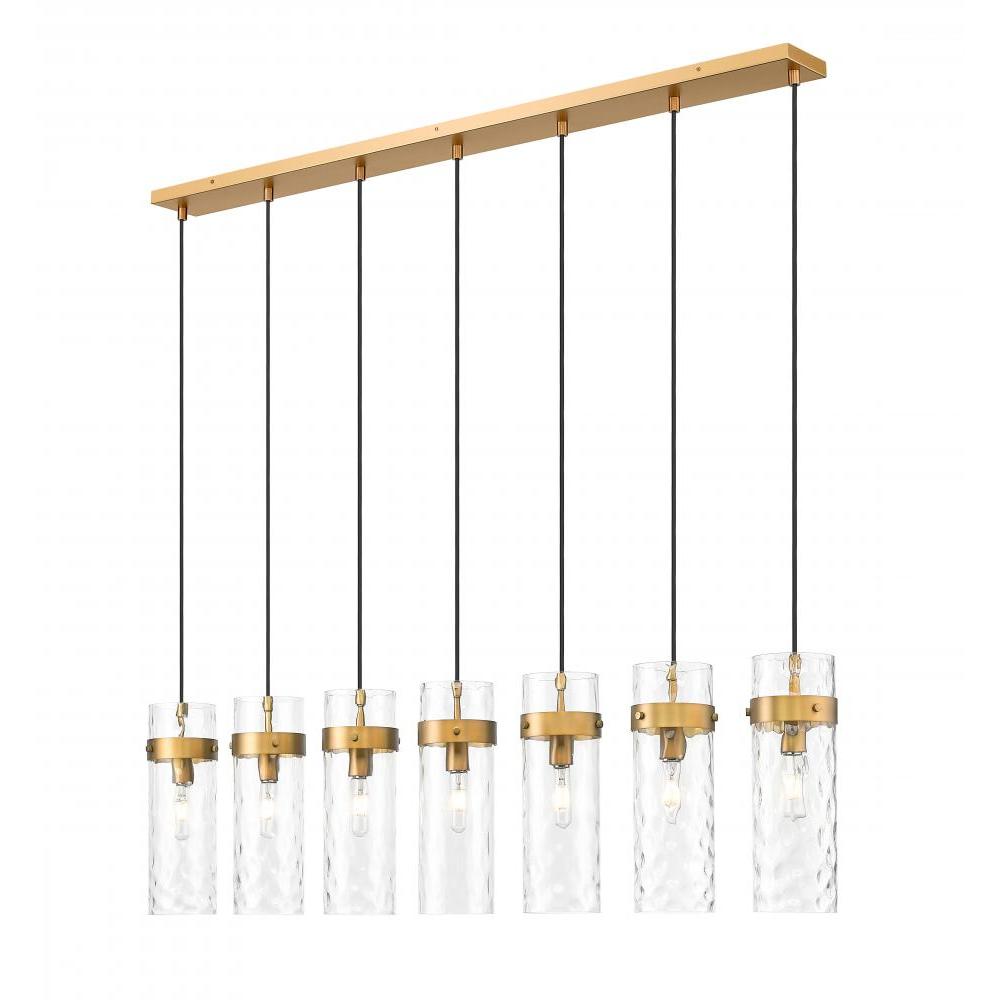 7 Light Linear Chandelier-Clear Waterglass