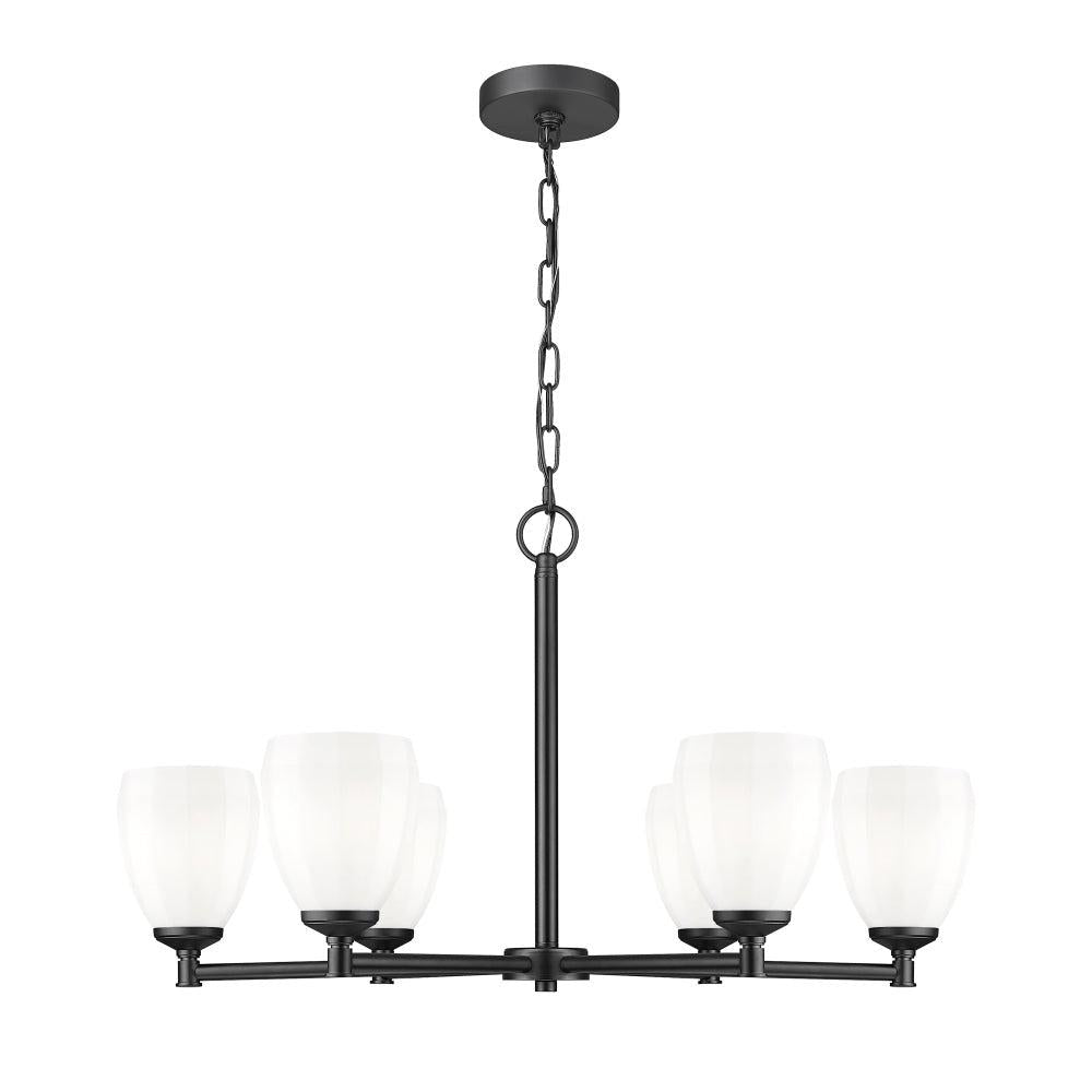 6 Light Chandelier-Matte Opal
