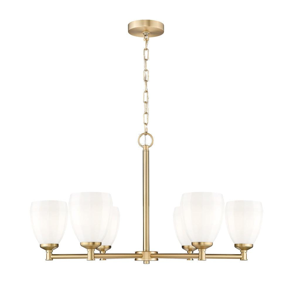 6 Light Chandelier-Matte Opal