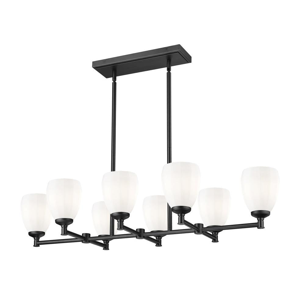 8 Light Linear Chandelier-Matte Opal