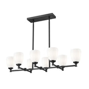 8 Light Linear Chandelier-Matte Opal