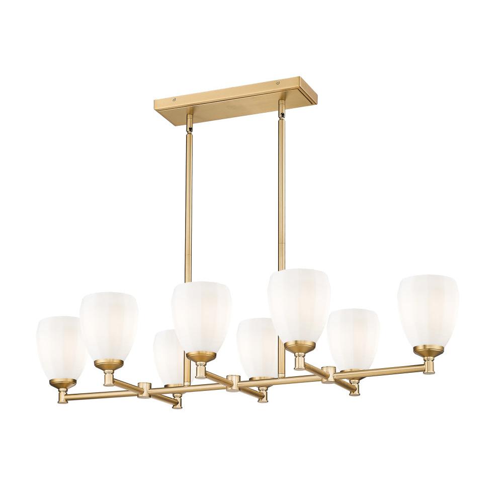 8 Light Linear Chandelier-Matte Opal