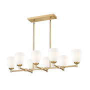 8 Light Linear Chandelier-Matte Opal