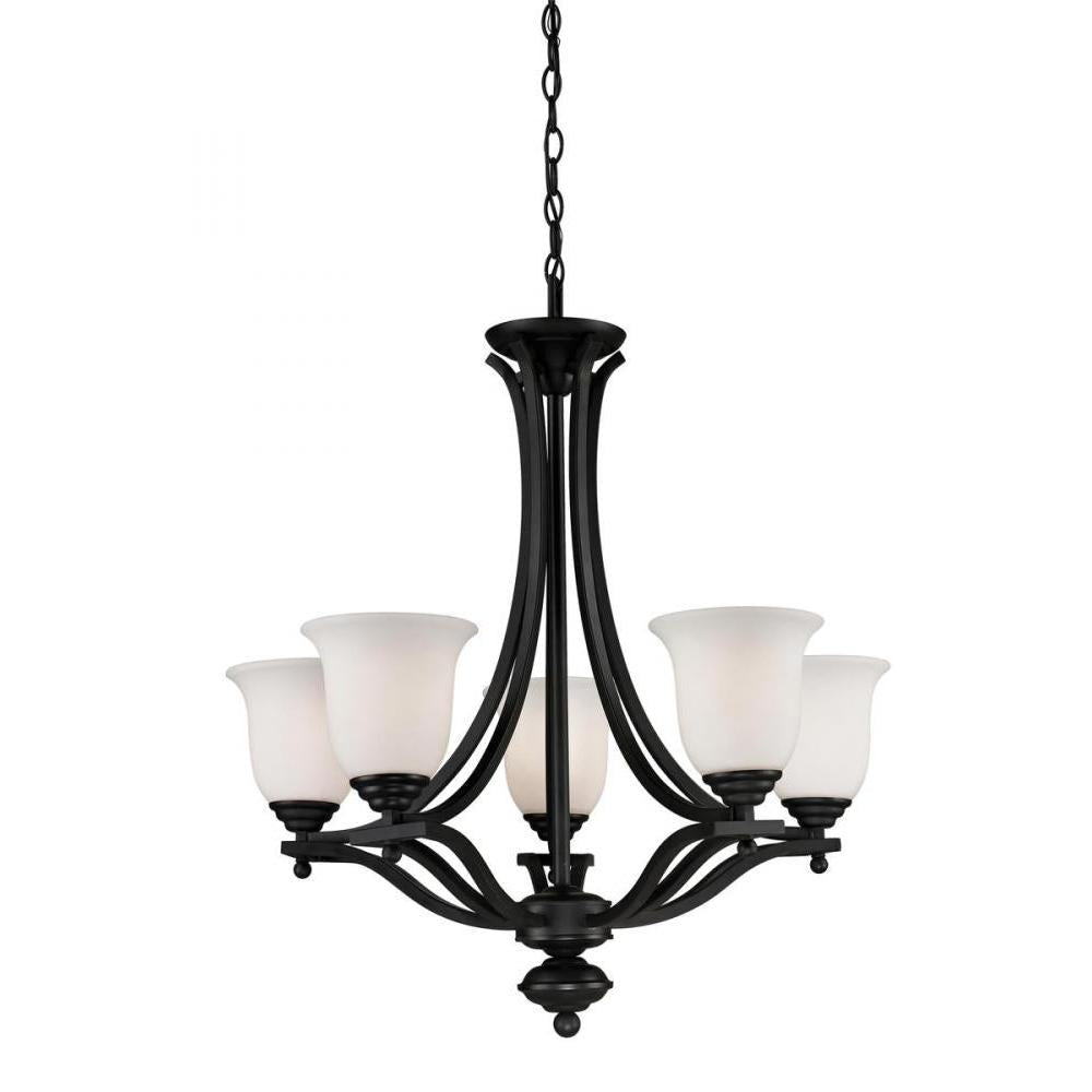 5 Light Chandelier-Matte Opal