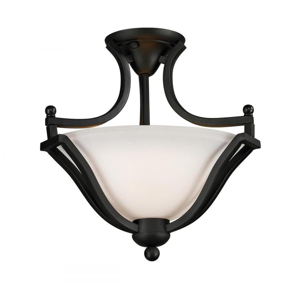 2 Light Semi Flush Mount Light-Matte Opal