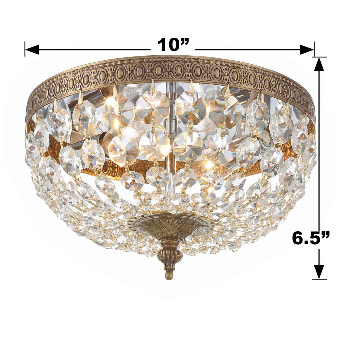 Crystorama Ceiling Mount 710-OB-CL-I – 10 Inch – 2 Light – Semi Flush Mount Light – Olde Brass – Damp Rated