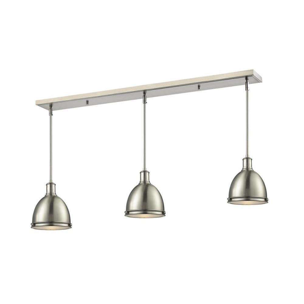 3 Light Linear Chandelier-Brushed Nickel