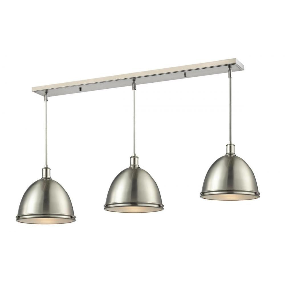 3 Light Linear Chandelier-Brushed Nickel