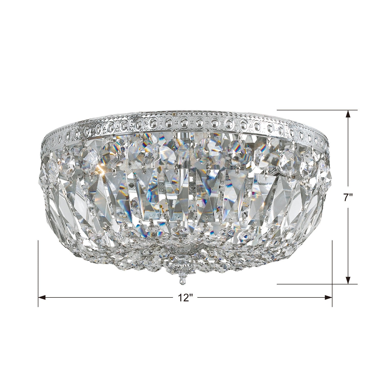 Crystorama Waltham 712-CH-CL-MWP – 12 Inch – 3 Light – Semi Flush Mount Light – Clear Crystal – Polished Chrome – Damp Rated