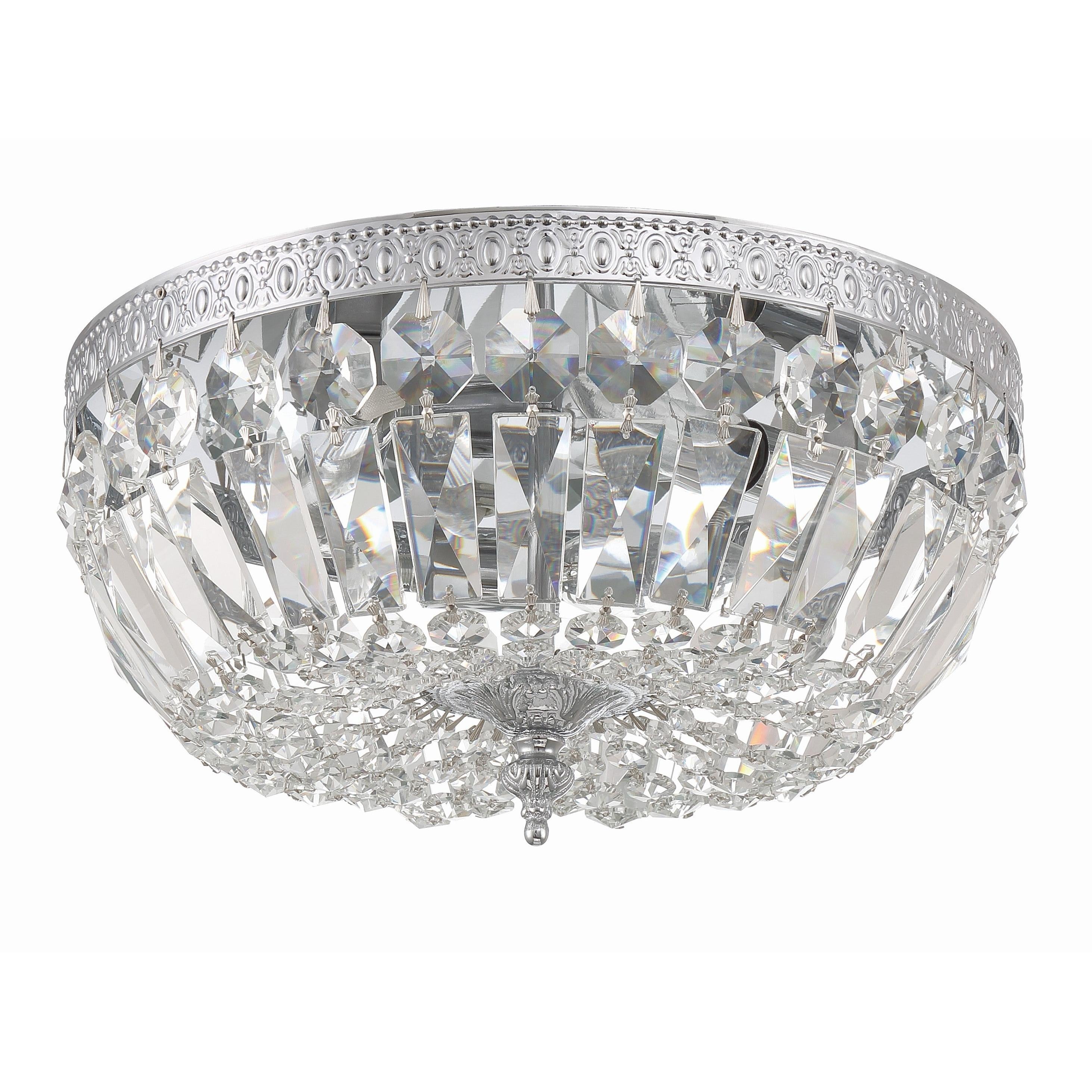 Crystorama Waltham 712-CH-CL-SAQ – 12 Inch – 3 Light – Semi Flush Mount Light – Clear Crystal – Polished Chrome – Damp Rated