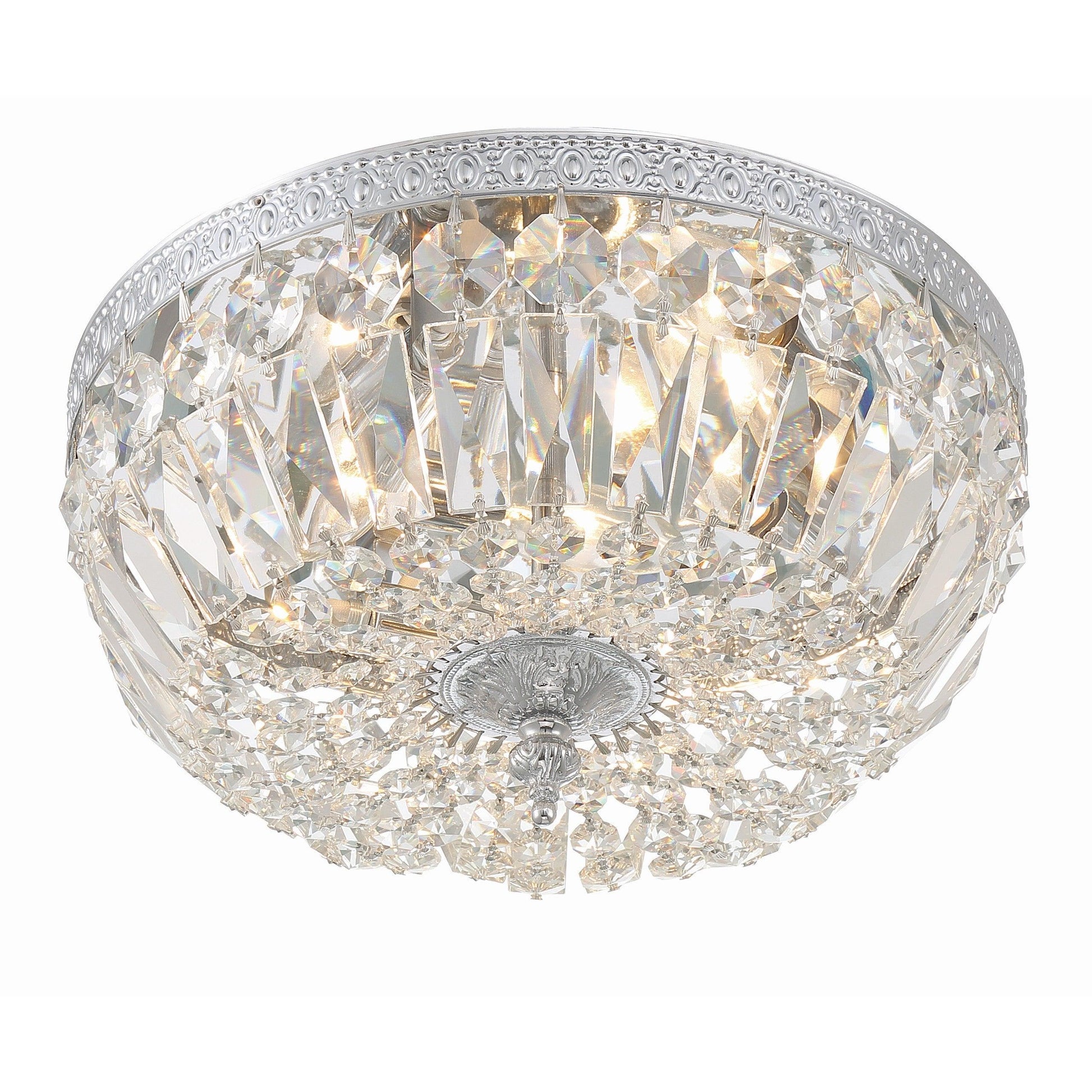 Crystorama Waltham 712-CH-CL-SAQ – 12 Inch – 3 Light – Semi Flush Mount Light – Clear Crystal – Polished Chrome – Damp Rated