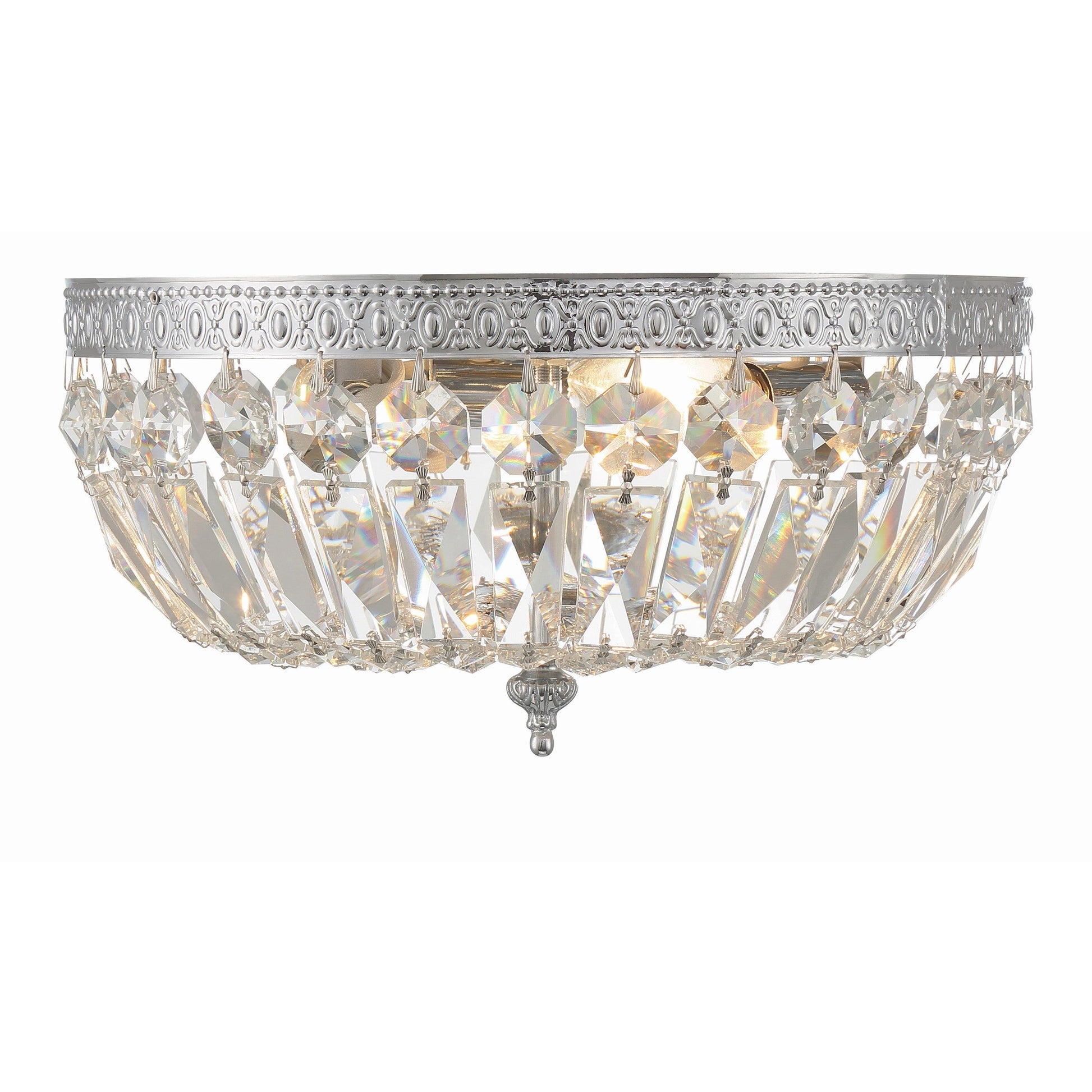 Crystorama Waltham 712-CH-CL-SAQ – 12 Inch – 3 Light – Semi Flush Mount Light – Clear Crystal – Polished Chrome – Damp Rated