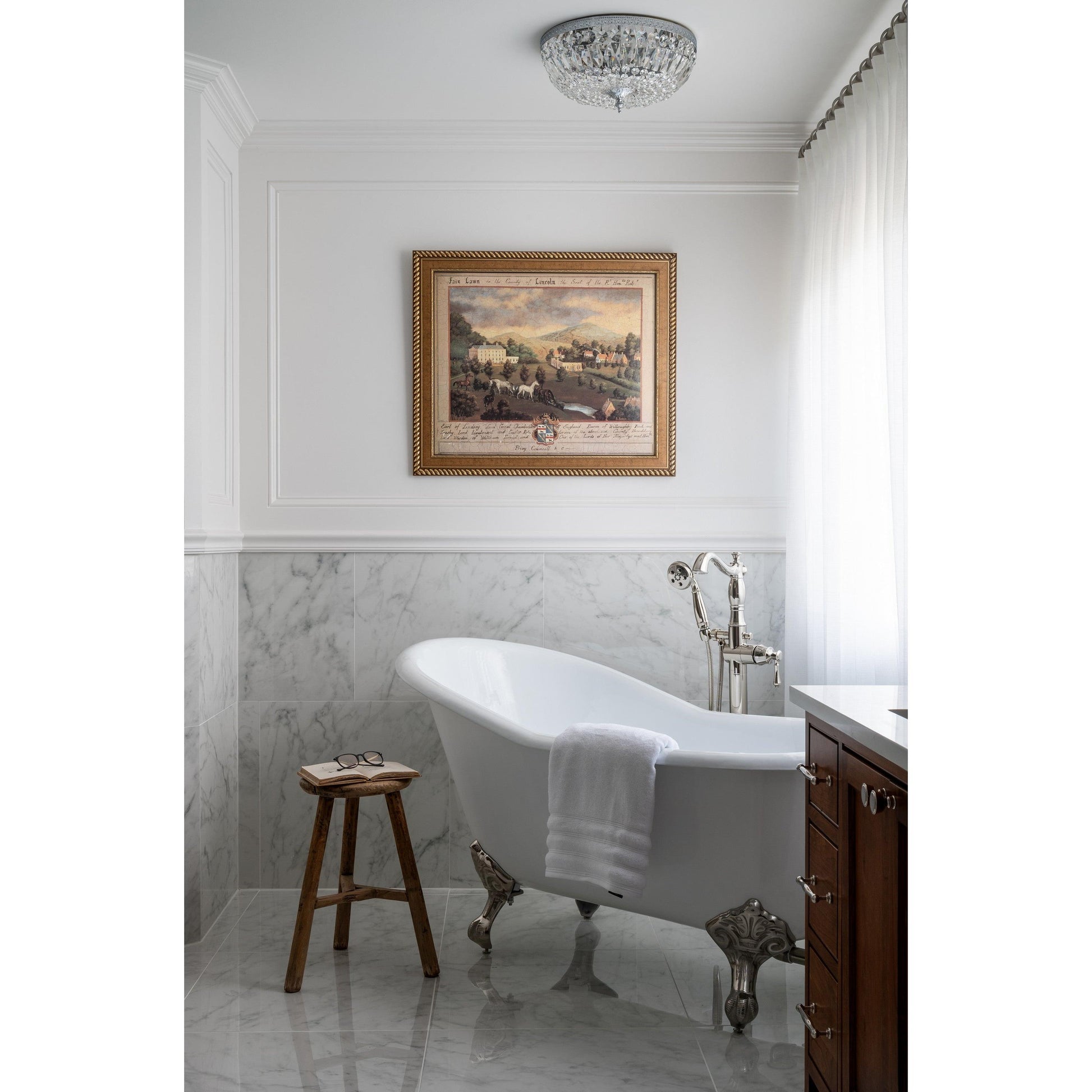 Crystorama Waltham 712-CH-CL-SAQ – 12 Inch – 3 Light – Semi Flush Mount Light – Clear Crystal – Polished Chrome – Damp Rated