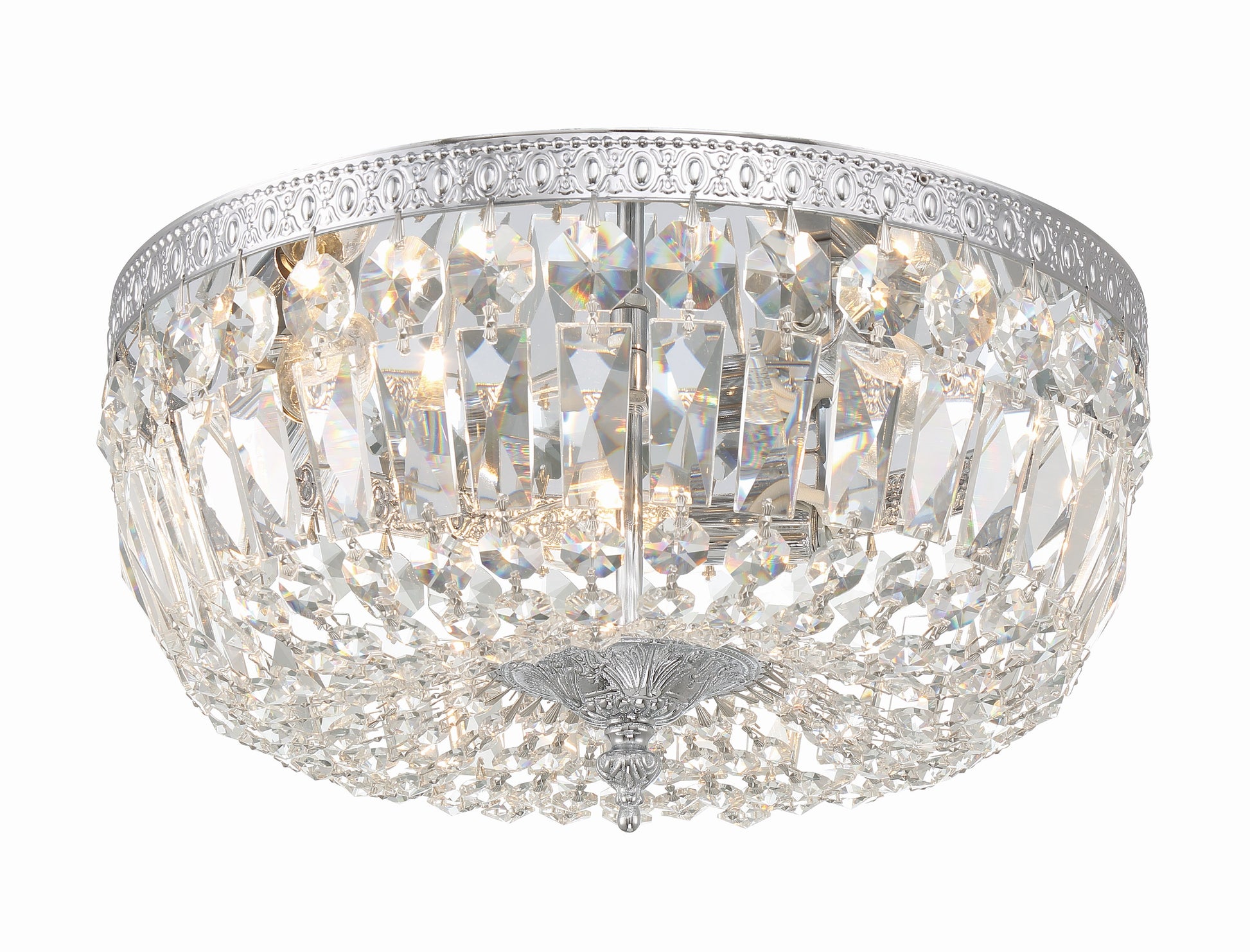 Crystorama Waltham 714-CH-CL-MWP – 14 Inch – 3 Light – Semi Flush Mount Light – Clear Crystal – Polished Chrome – Damp Rated