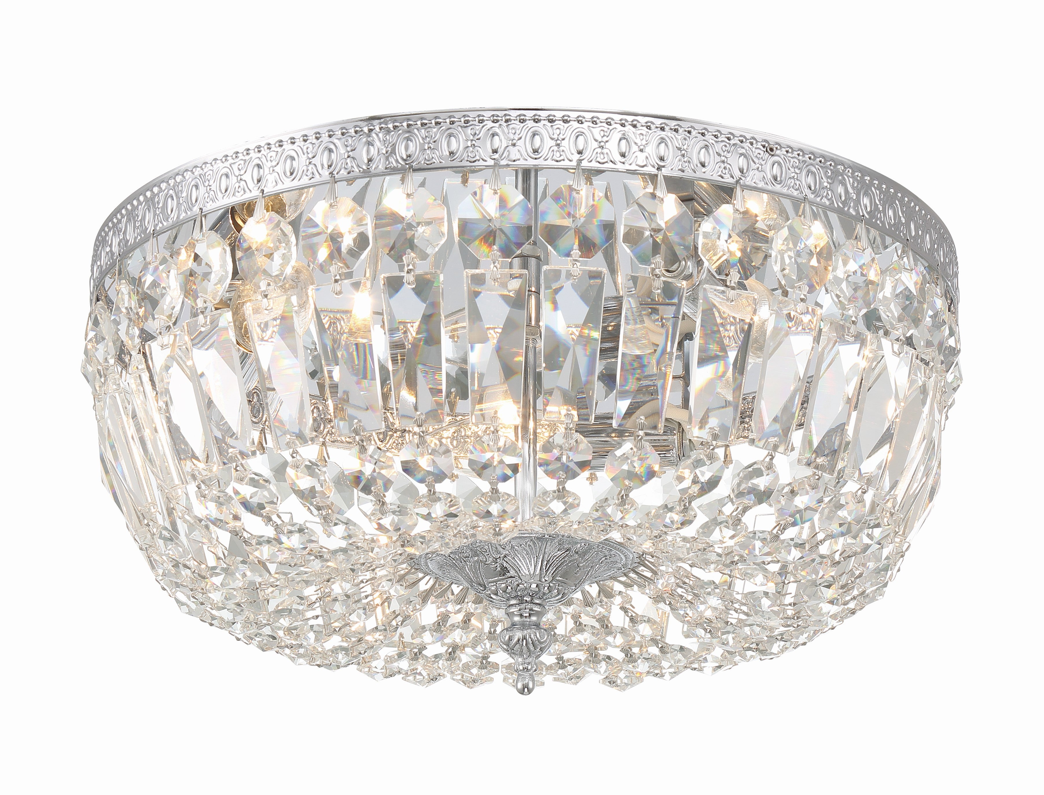 Crystorama Waltham 714-CH-CL-MWP – 14 Inch – 3 Light – Semi Flush Mount Light – Clear Crystal – Polished Chrome – Damp Rated