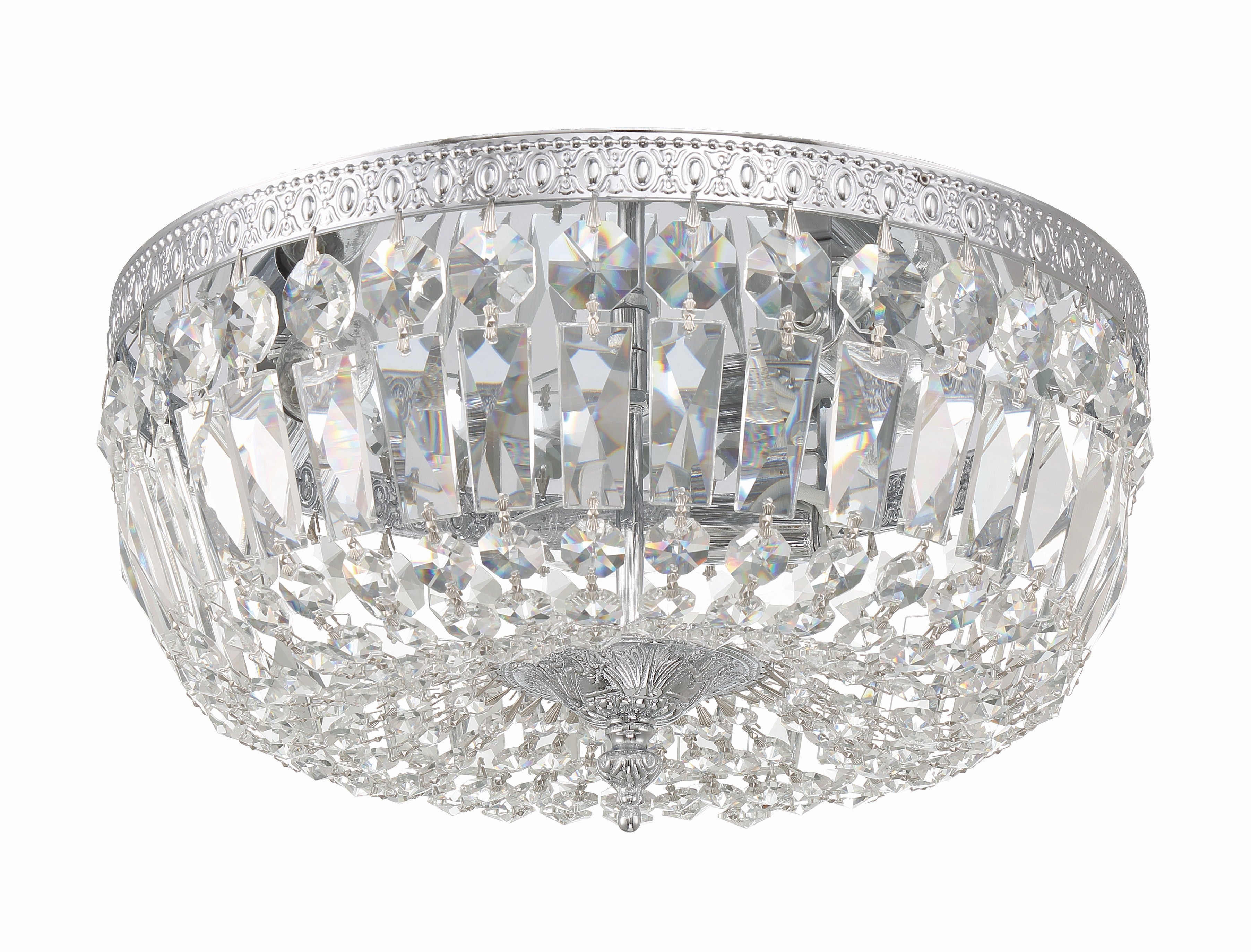 Crystorama Waltham 714-CH-CL-MWP – 14 Inch – 3 Light – Semi Flush Mount Light – Clear Crystal – Polished Chrome – Damp Rated
