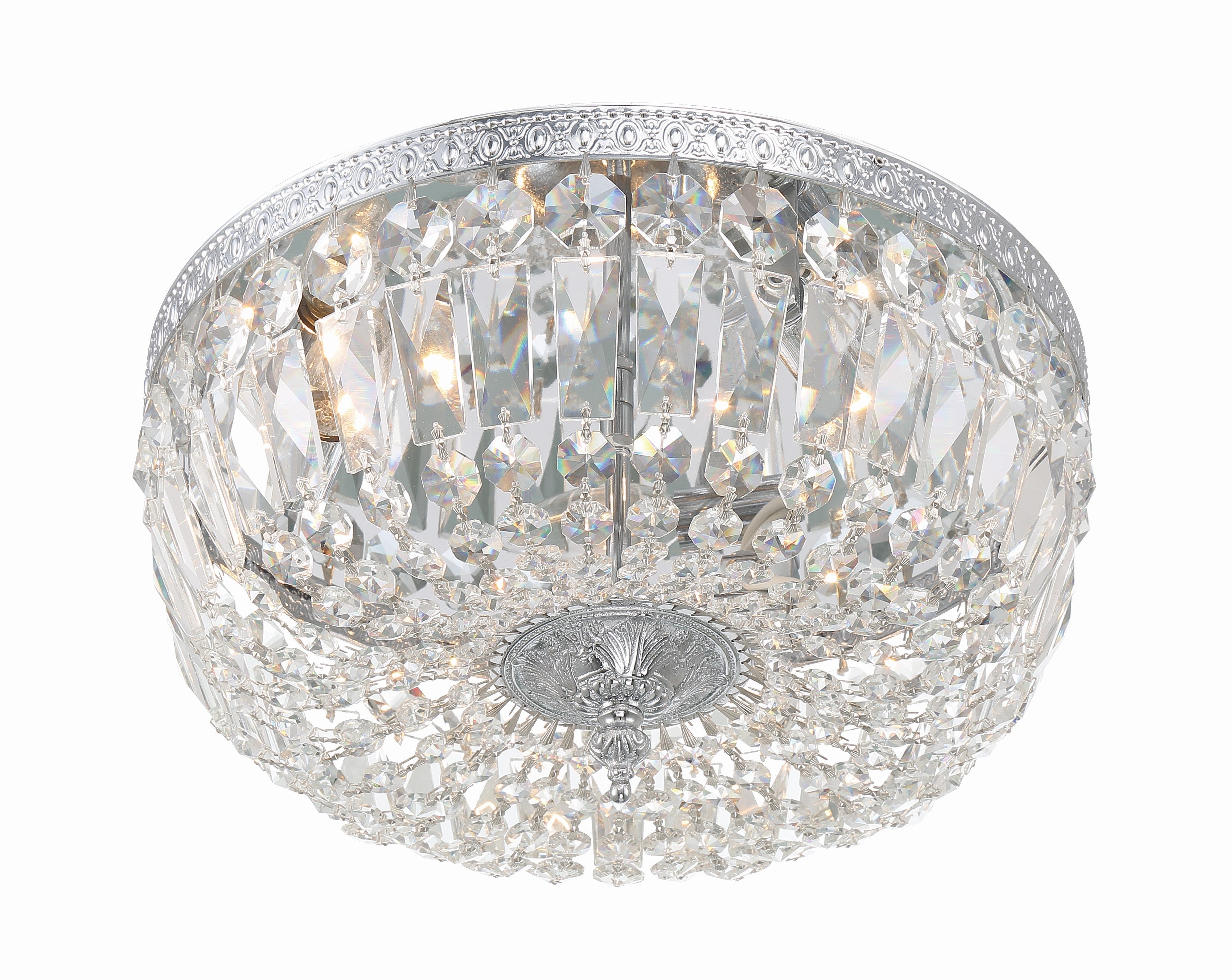 Crystorama Waltham 714-CH-CL-MWP – 14 Inch – 3 Light – Semi Flush Mount Light – Clear Crystal – Polished Chrome – Damp Rated