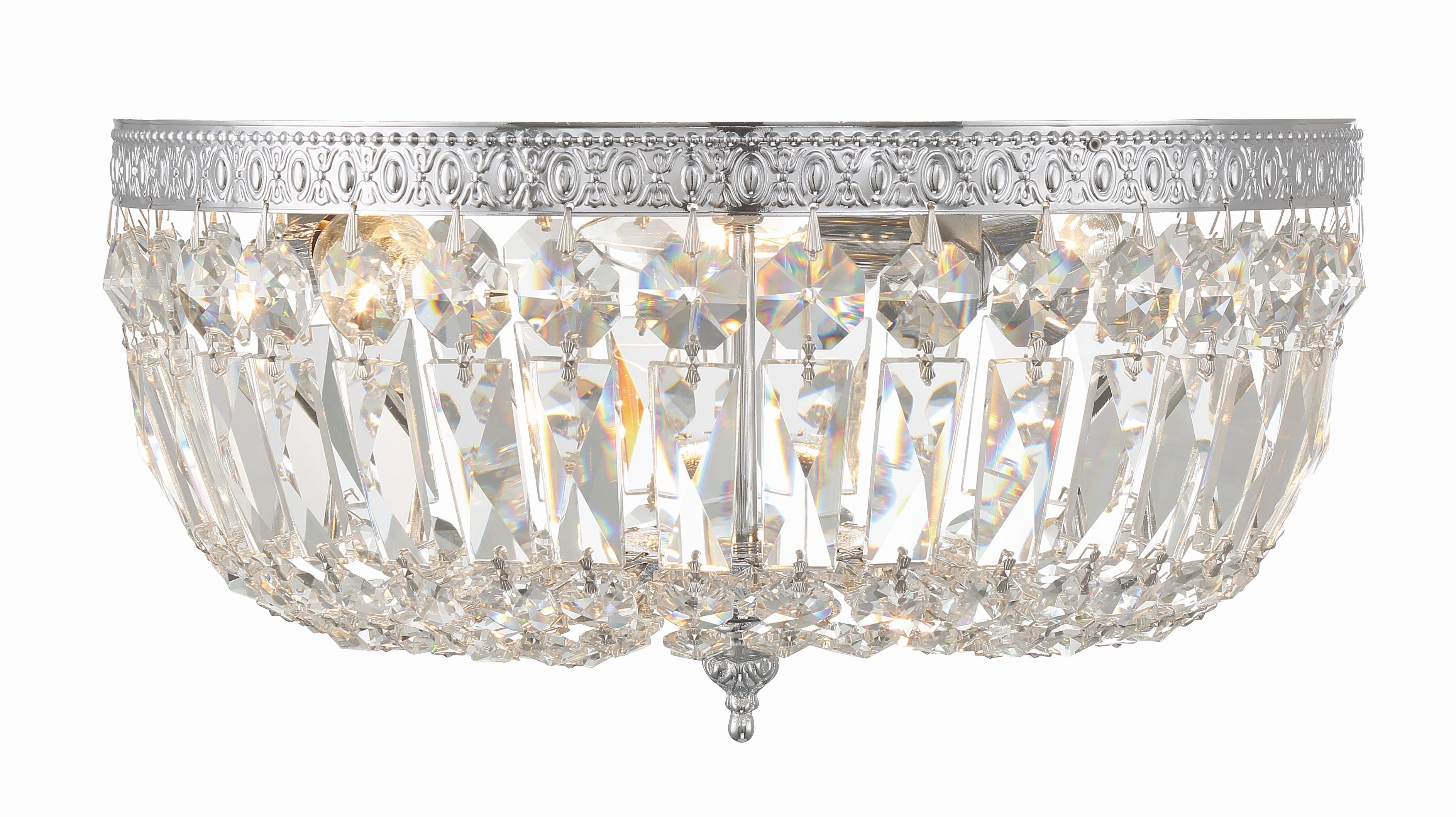 Crystorama Waltham 714-CH-CL-MWP – 14 Inch – 3 Light – Semi Flush Mount Light – Clear Crystal – Polished Chrome – Damp Rated