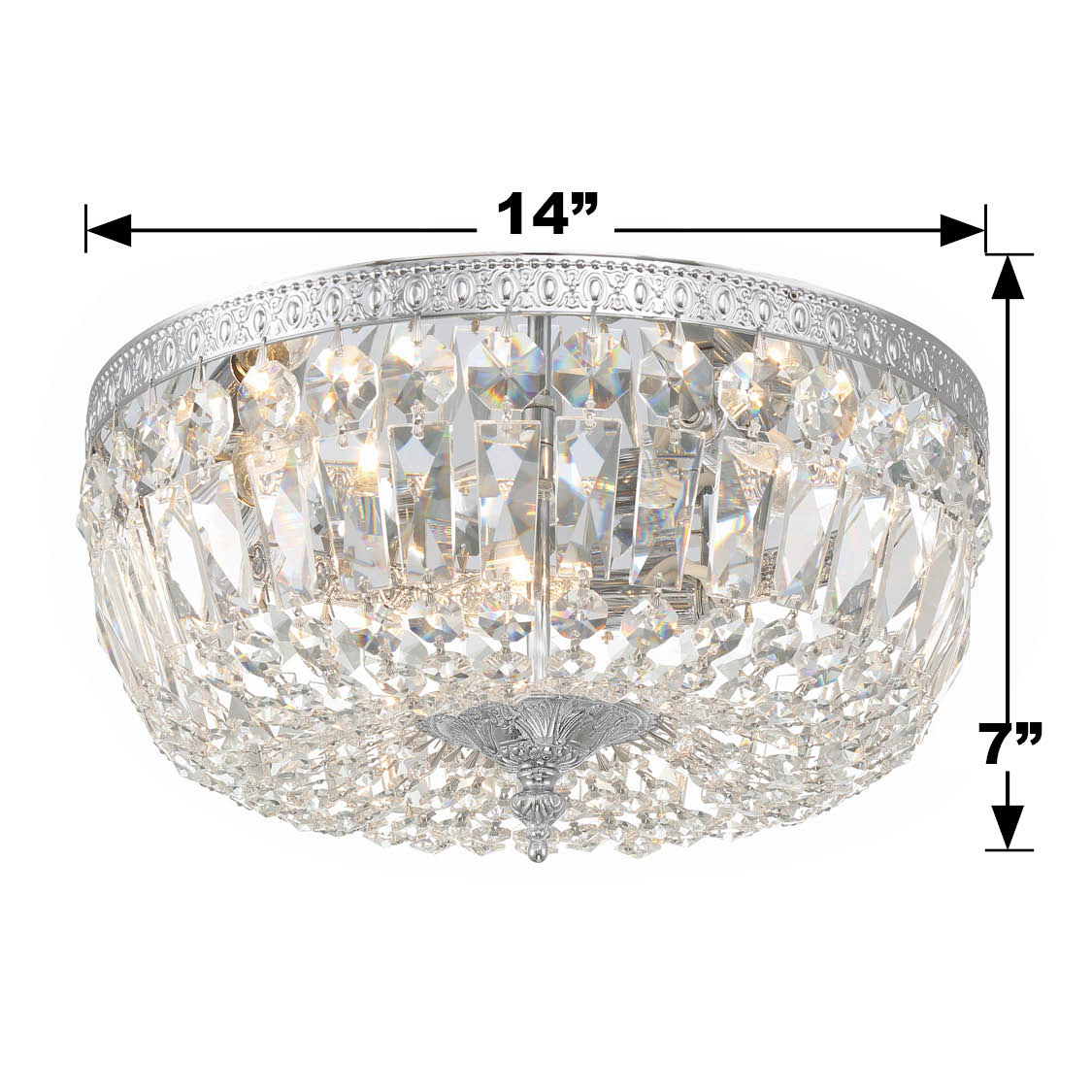 Crystorama Waltham 714-CH-CL-MWP – 14 Inch – 3 Light – Semi Flush Mount Light – Clear Crystal – Polished Chrome – Damp Rated