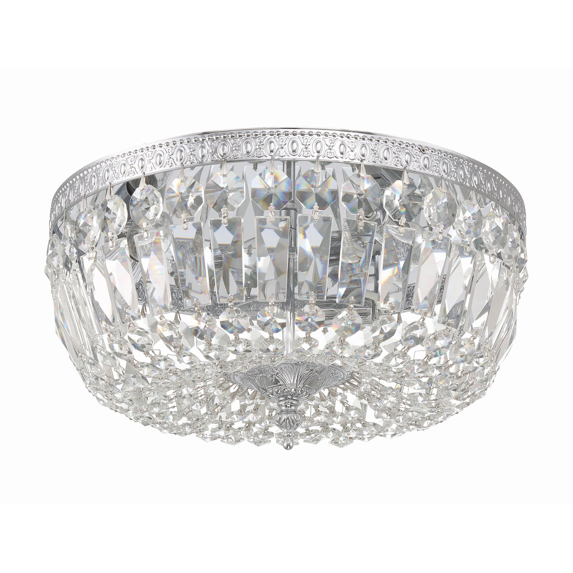 Crystorama Waltham 714-CH-CL-SAQ – 14 Inch – 3 Light – Semi Flush Mount Light – Clear Crystal – Polished Chrome – Damp Rated