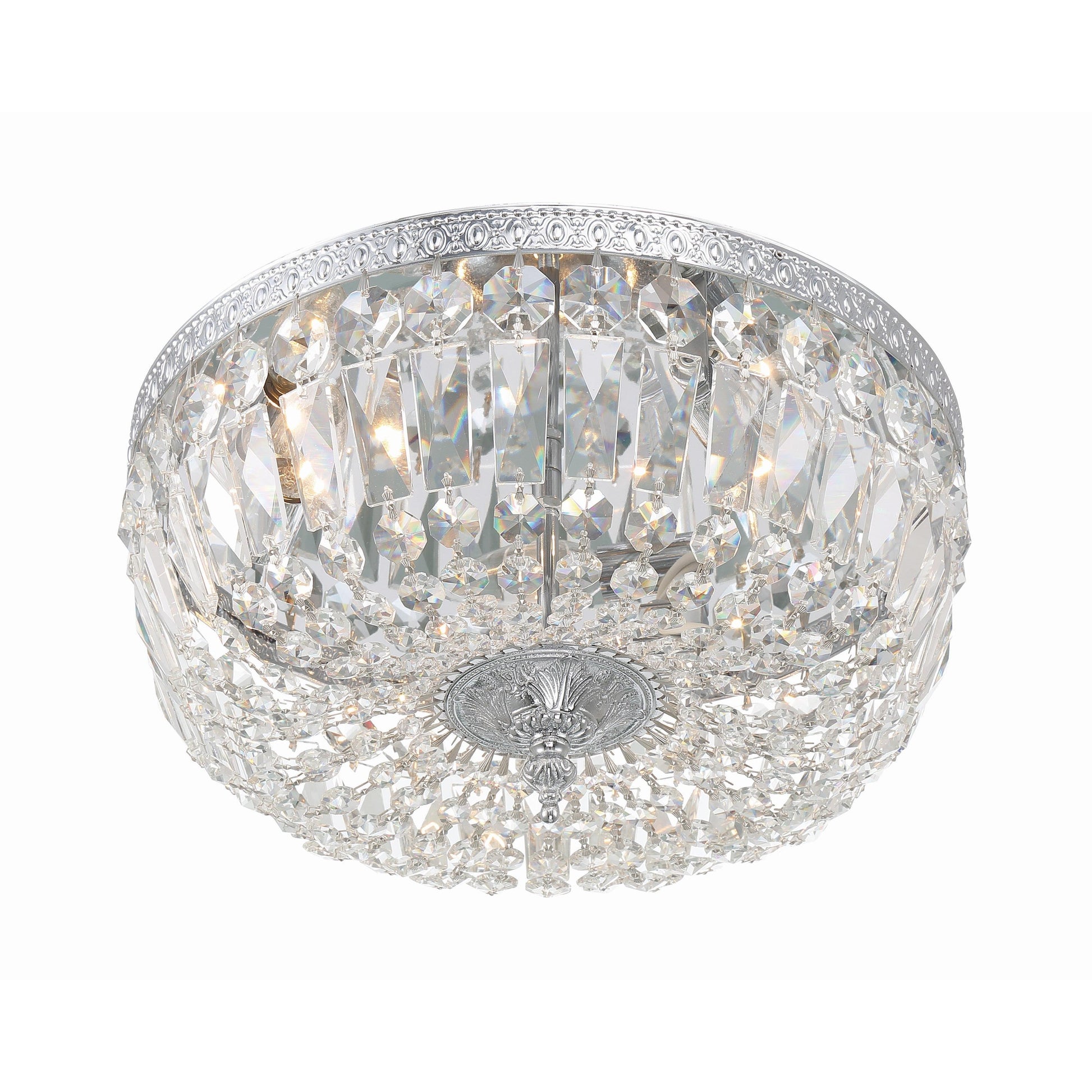 Crystorama Waltham 714-CH-CL-SAQ – 14 Inch – 3 Light – Semi Flush Mount Light – Clear Crystal – Polished Chrome – Damp Rated