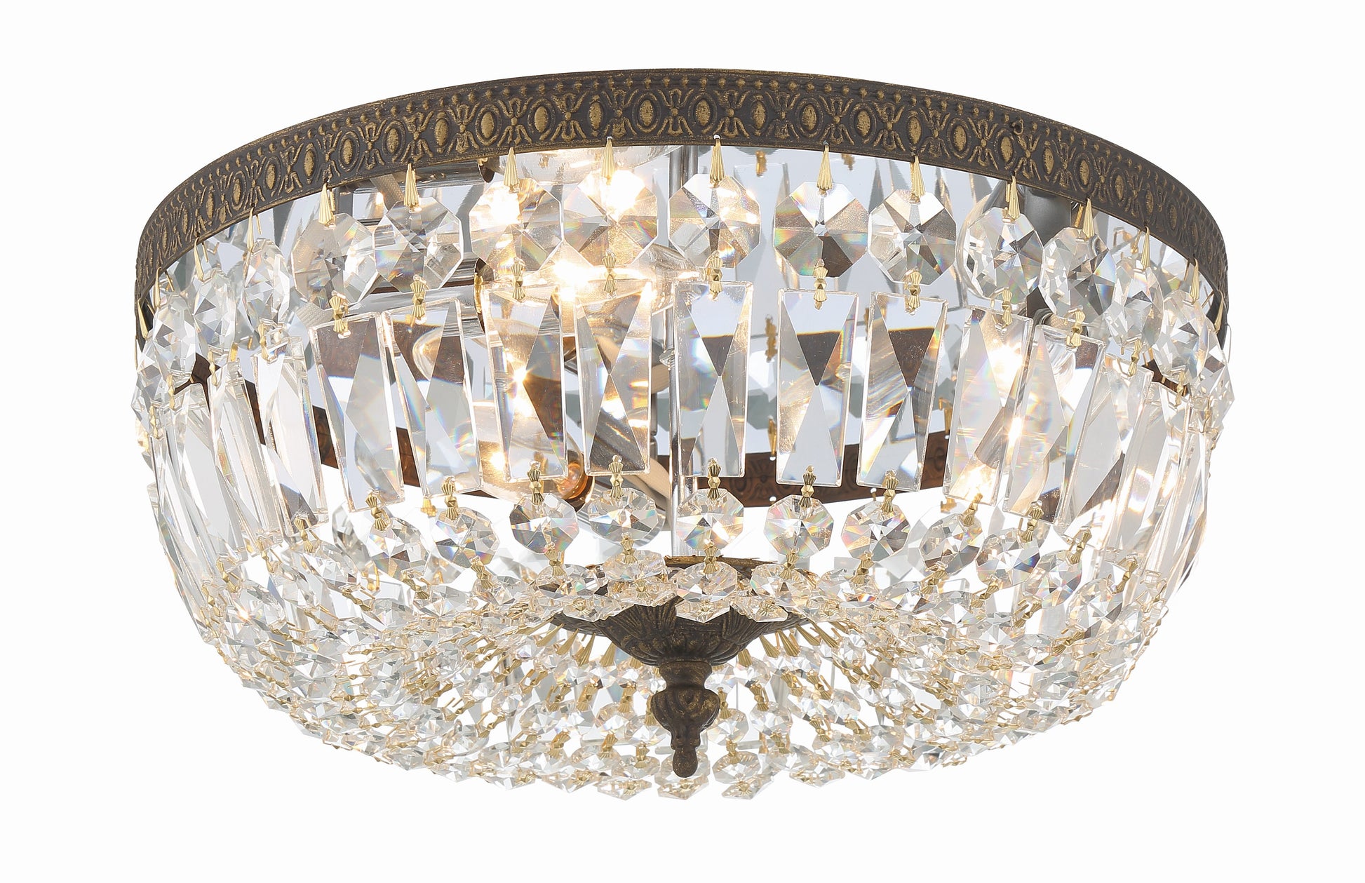 Crystorama Waltham 714-EB-CL-MWP – 14 Inch – 3 Light – Semi Flush Mount Light – Clear Crystal – English Bronze – Damp Rated