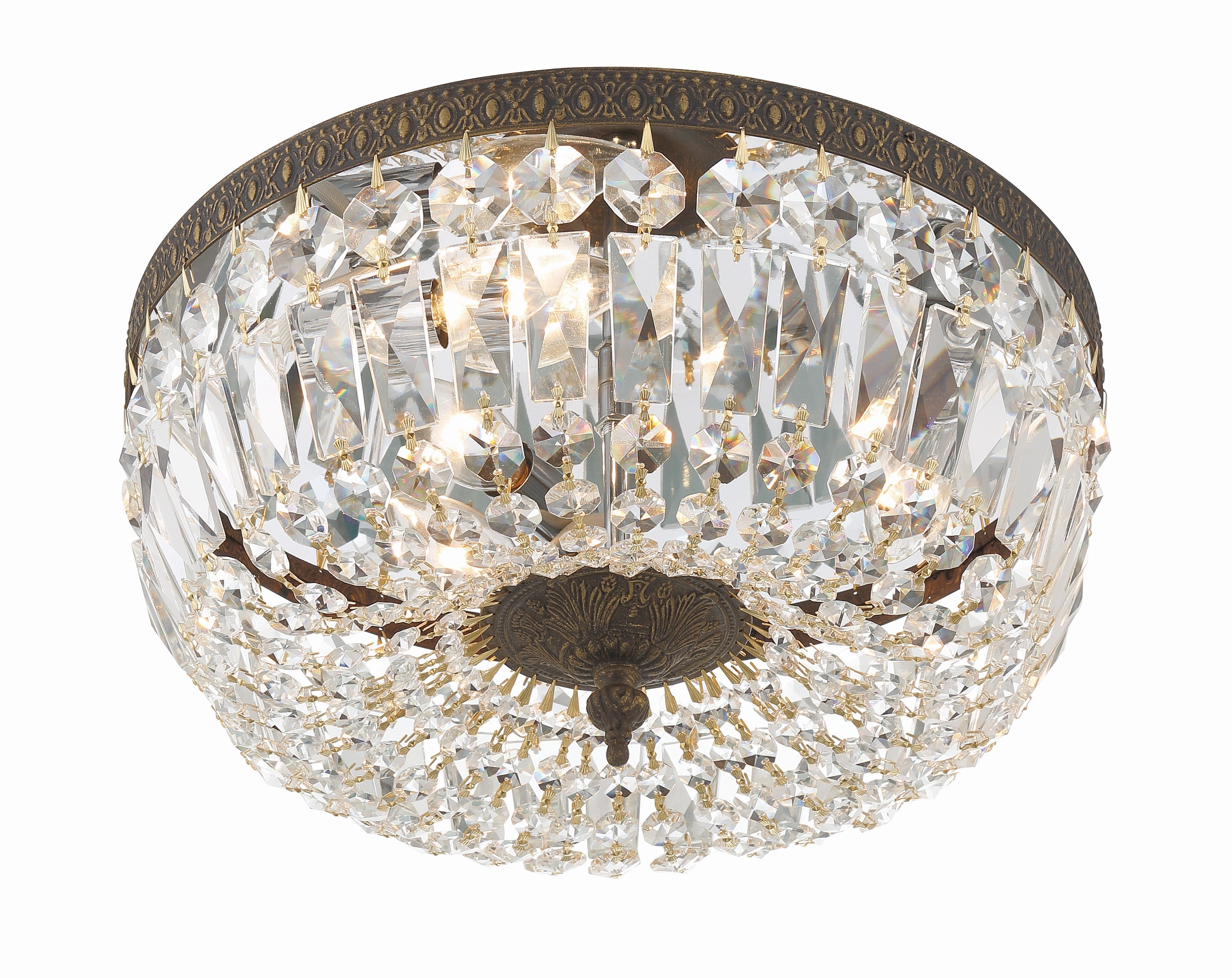 Crystorama Waltham 714-EB-CL-MWP – 14 Inch – 3 Light – Semi Flush Mount Light – Clear Crystal – English Bronze – Damp Rated