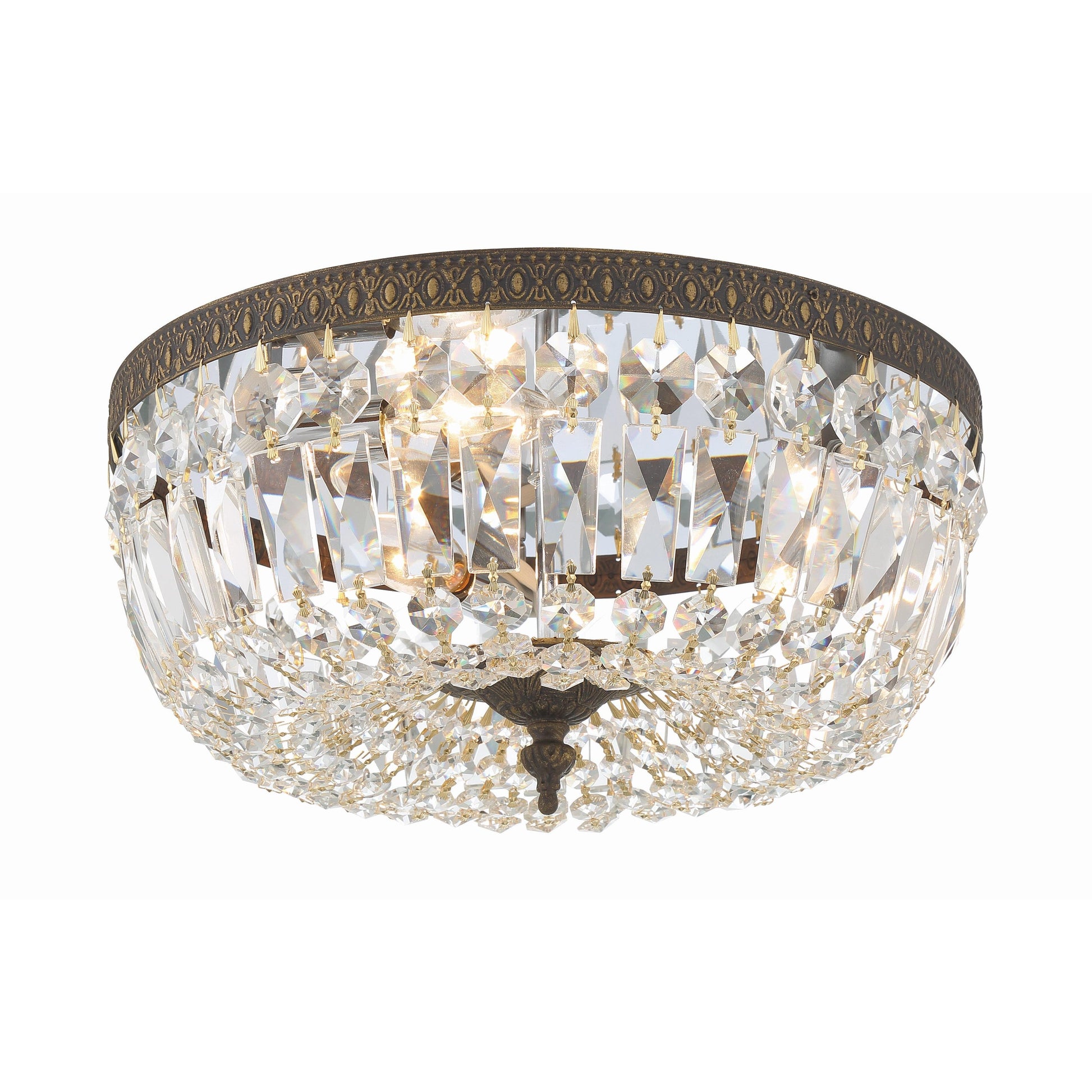 Crystorama Waltham 714-EB-CL-SAQ – 14 Inch – 3 Light – Semi Flush Mount Light – Clear Crystal – English Bronze – Damp Rated