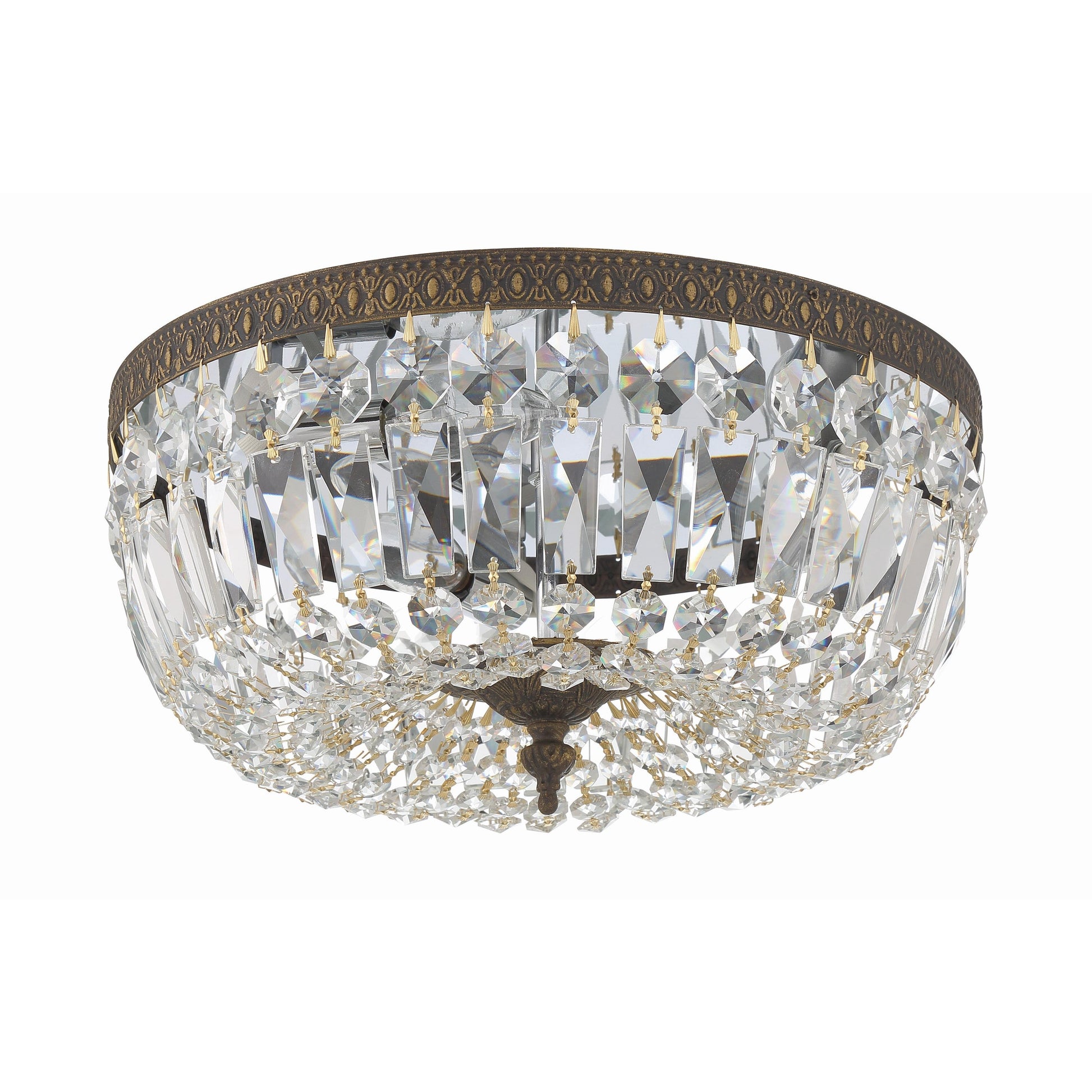 Crystorama Waltham 714-EB-CL-SAQ – 14 Inch – 3 Light – Semi Flush Mount Light – Clear Crystal – English Bronze – Damp Rated