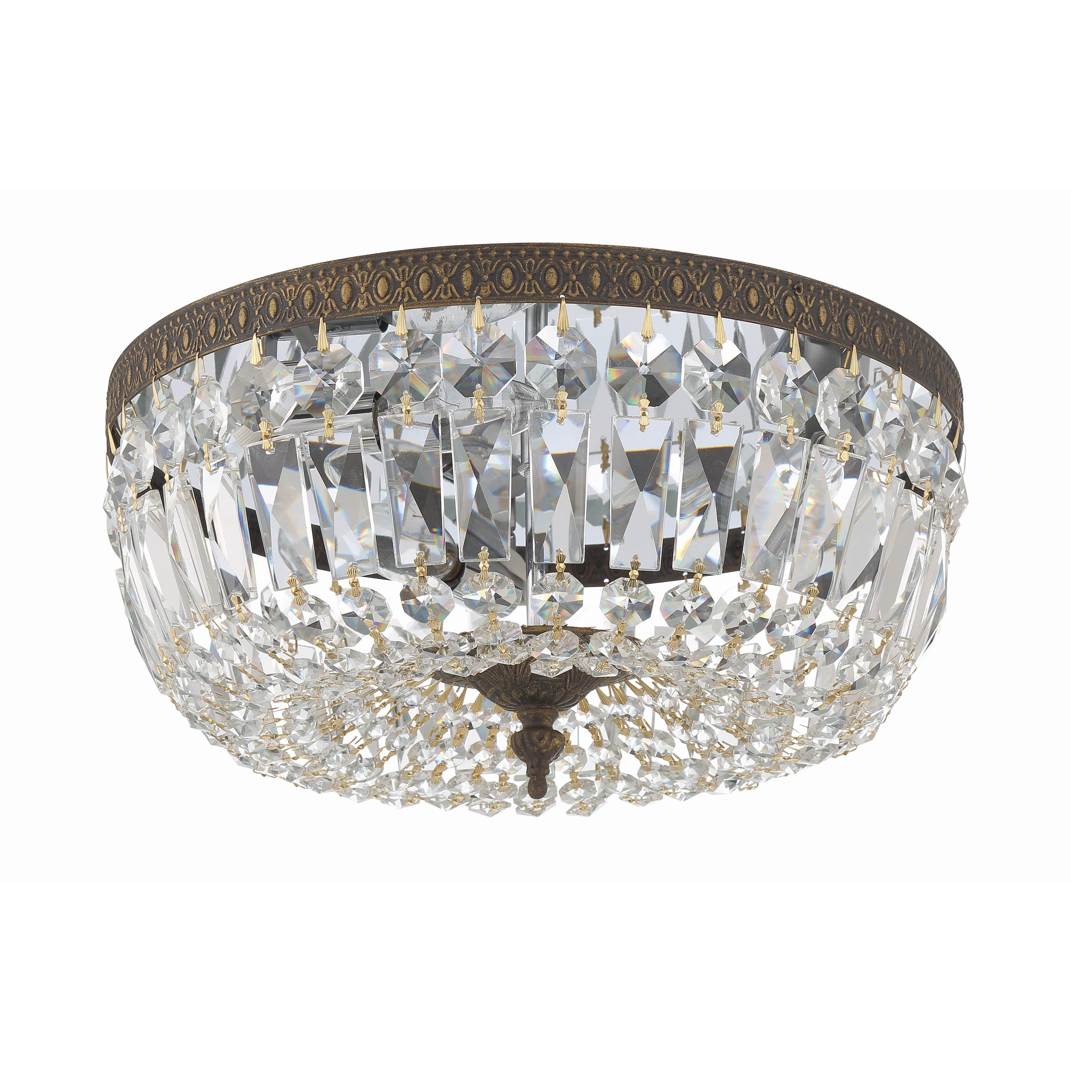 Crystorama Waltham 714-EB-CL-SAQ – 14 Inch – 3 Light – Semi Flush Mount Light – Clear Crystal – English Bronze – Damp Rated