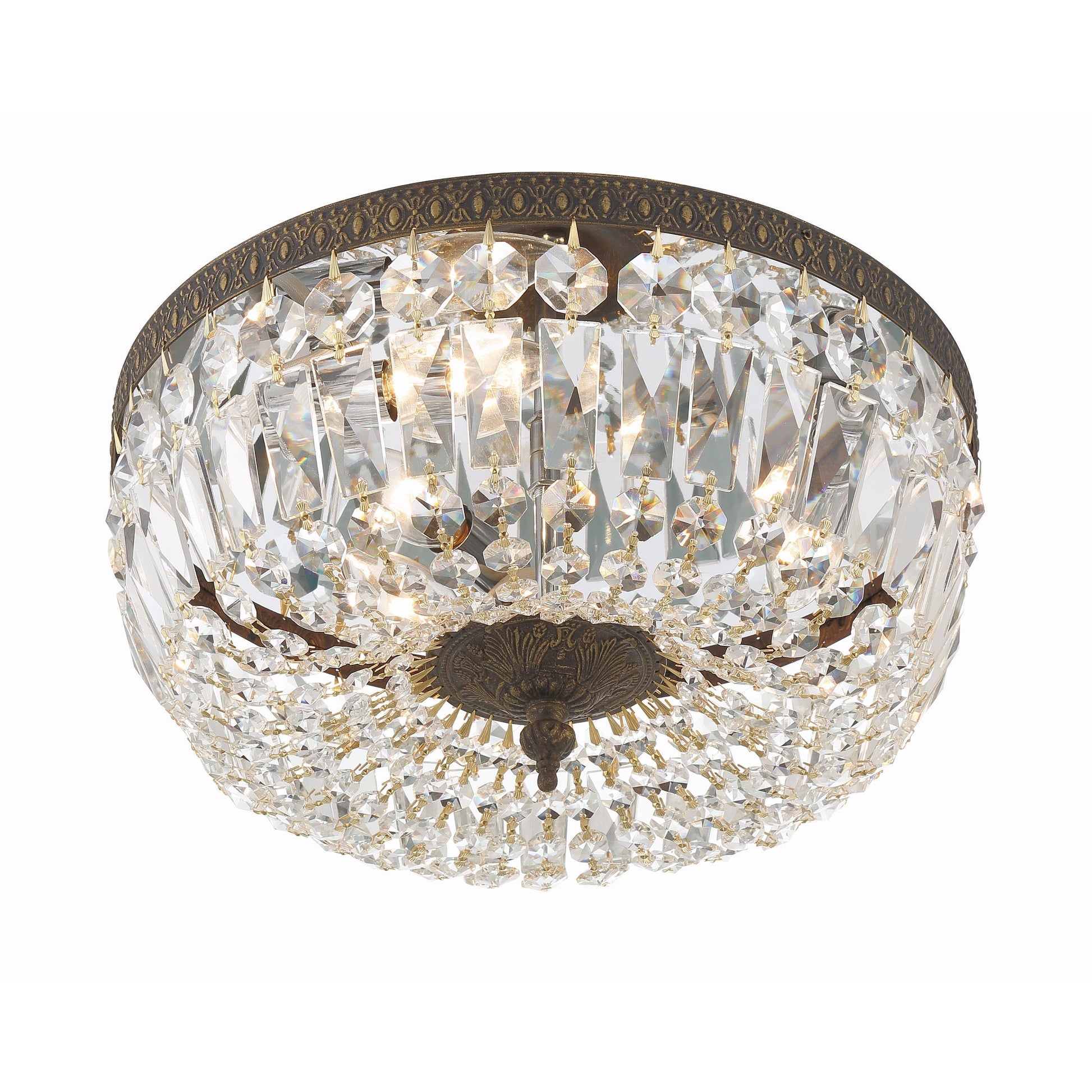 Crystorama Waltham 714-EB-CL-SAQ – 14 Inch – 3 Light – Semi Flush Mount Light – Clear Crystal – English Bronze – Damp Rated