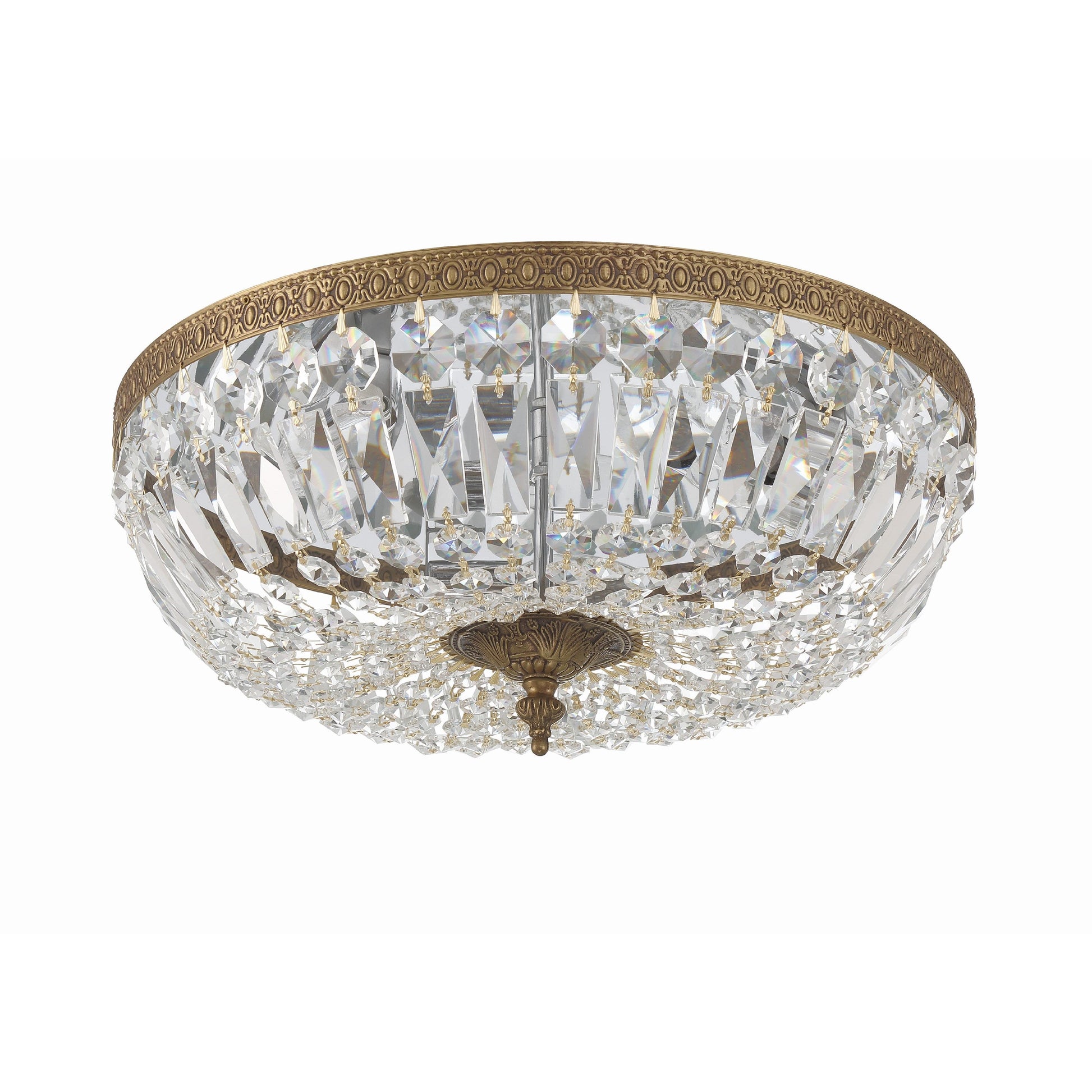 Crystorama Waltham 716-OB-CL-MWP – 16 Inch – 3 Light – Semi Flush Mount Light – Clear Crystal – Olde Brass – Damp Rated