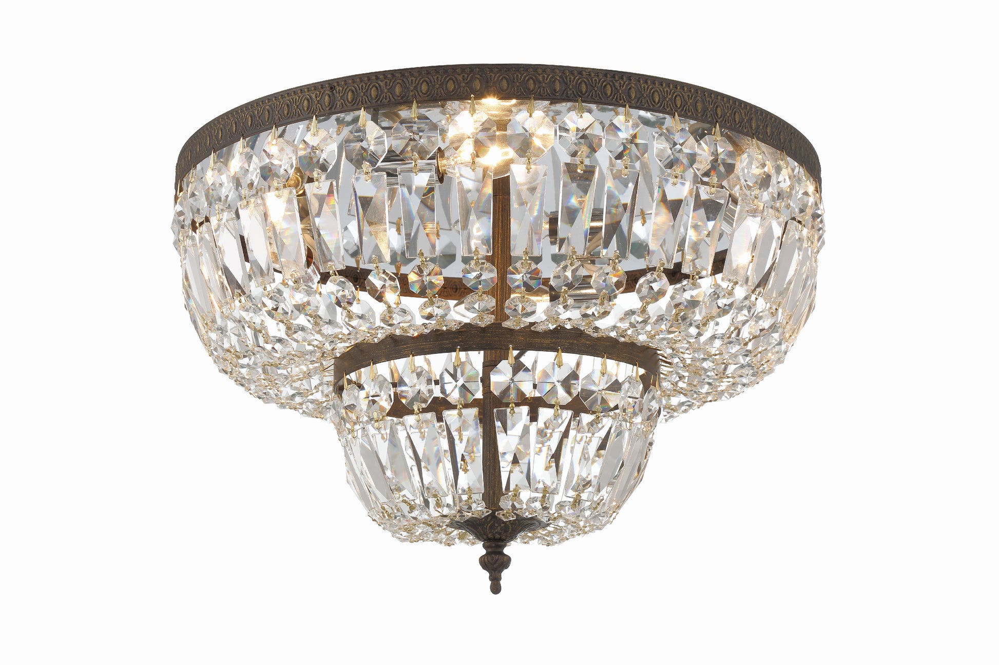 Crystorama Waltham 718-EB-CL-MWP – 18 Inch – 4 Light – Semi Flush Mount Light – Clear Crystal – English Bronze – Damp Rated
