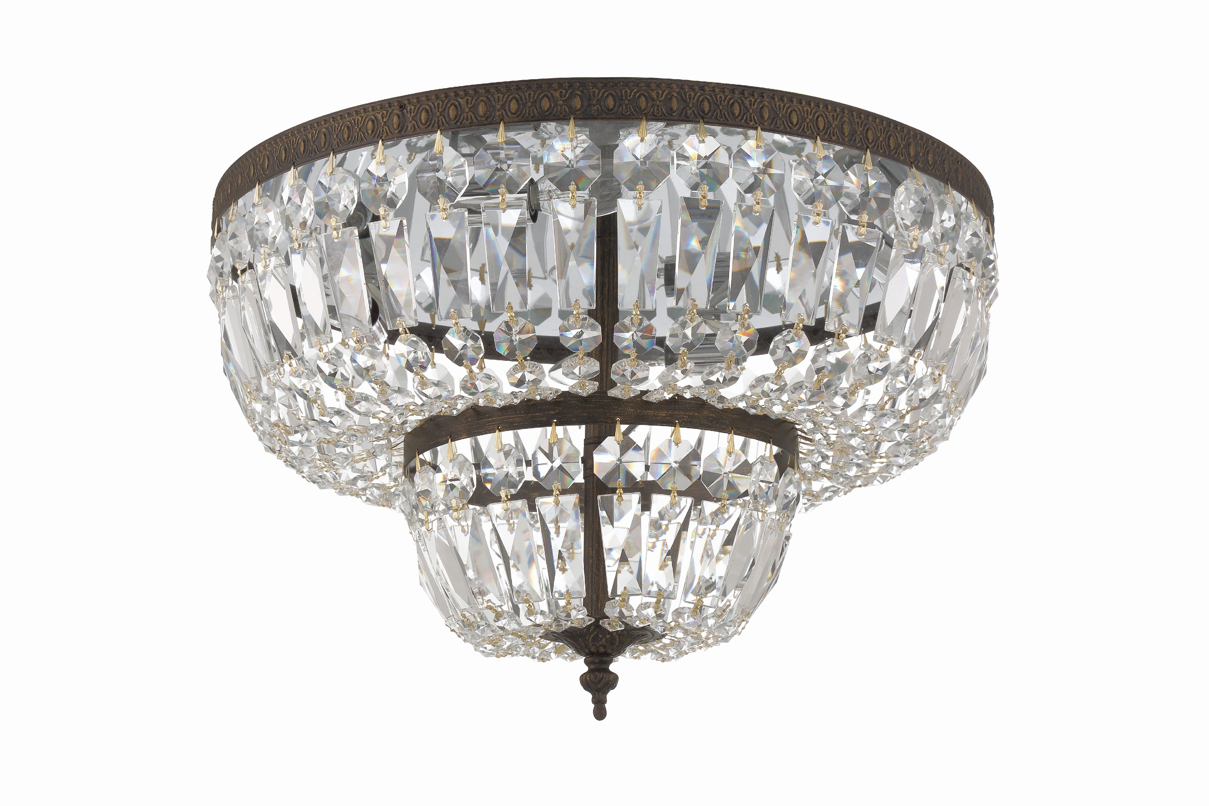 Crystorama Waltham 718-EB-CL-MWP – 18 Inch – 4 Light – Semi Flush Mount Light – Clear Crystal – English Bronze – Damp Rated